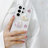 Luxury Transparent Phone Cover 3D Love Heart Glitter Clear Case for Samsung Galaxy