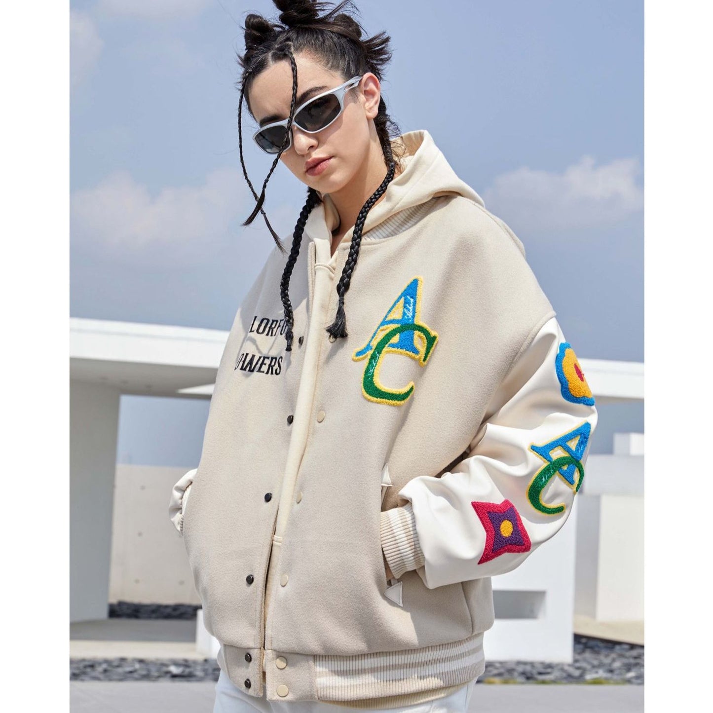 Korean Version Loose Embroidery Harajuku Style Hoodie Women