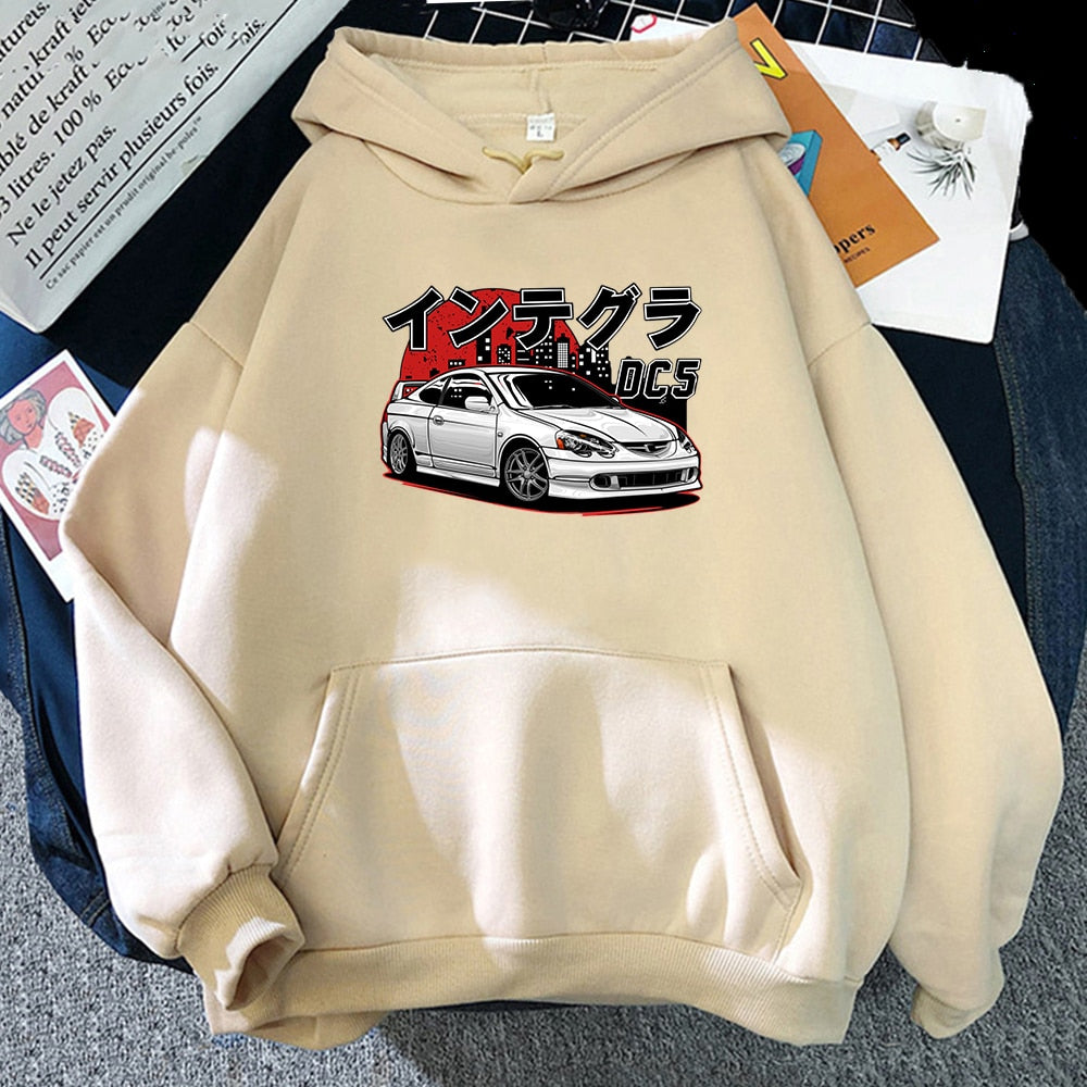 Men Hoodies Harajuku Initial D Cartoon Pullovers