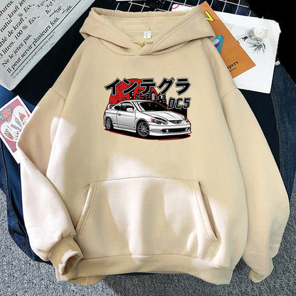 Männer Hoodies Harajuku Initial D Cartoon Pullover