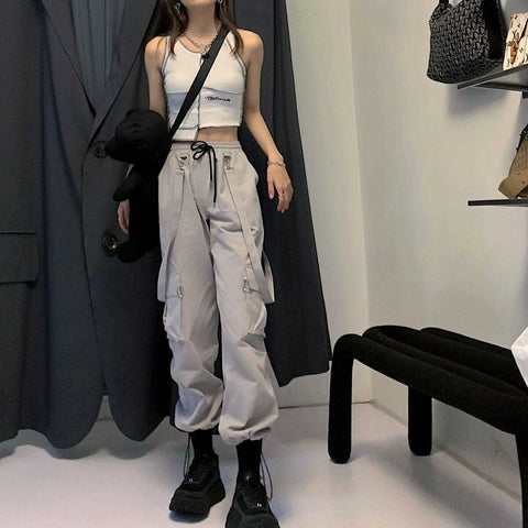 Chic Harajuku Cargo Pants Oversized Goth Streetwear for Women