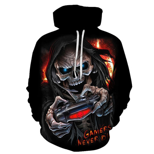 Skull Pattern 3D Printing Hoodies Horror Theme Fashion for Autumn and Winter