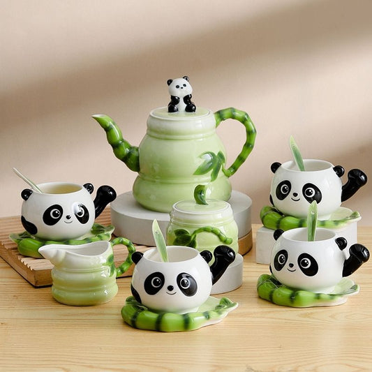Panda Coffee Cups with Saucer Spoon Creative Ceramics Mugs