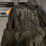 Y2k Top Retro Skull Wings Print Suede T Shirt Mens Loose