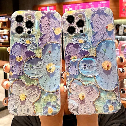 Phone Case  Blue Flower For iPhone 11 12 13 14 Pro Max X XS XR 7 8 Plus SE 2020 22