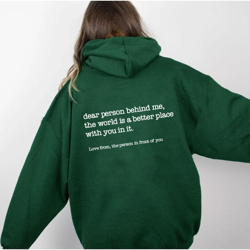 Hoodie With Words on Back Unisex Trendy Aesthetic Pullover Vintage