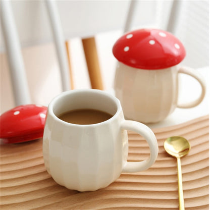 Mushroom Mug Ceramic Milk Coffee Cup with Lid Ideal
