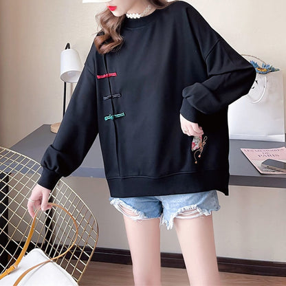 Embroidery Oversized Streetwear Female Sweatshirt Pullover