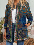 Vintage Y2K Ethnic Cardigan Printed Jacket Coat with Pockets