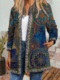 Vintage Y2K Ethnic Cardigan Printed Jacket Coat with Pockets