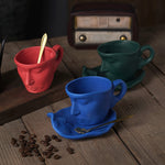 Tasse exquisites Set aus Kaffeetasse und Untertasse aus mattierter Keramik