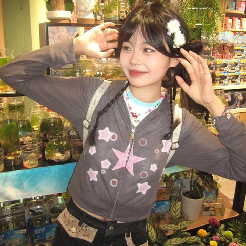 Hoodie Sweatshirt Grunge japanischer dünner Mantel Fairycore E-Girl
