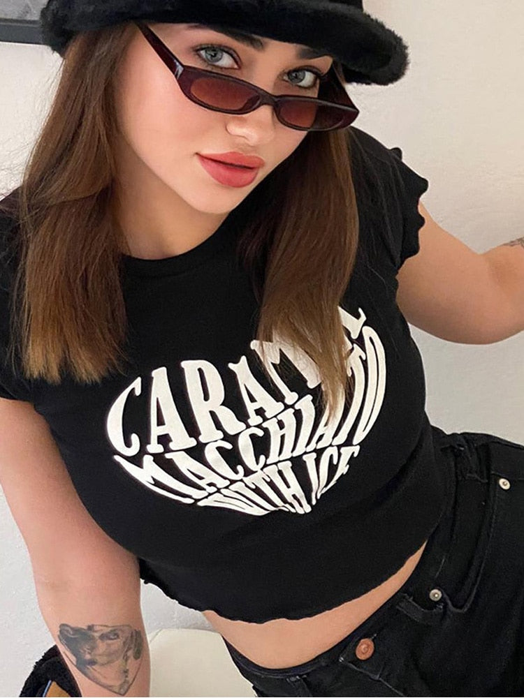 T-Shirt Print Sexy für Frauen Streetwear