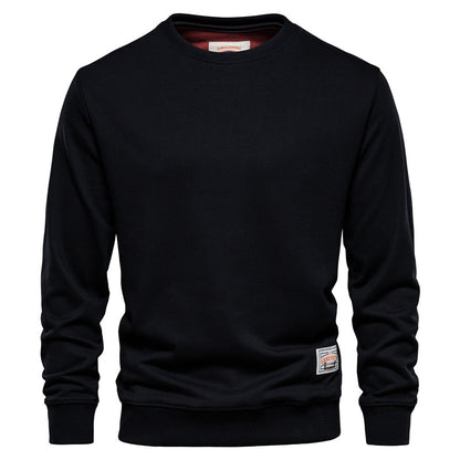 Cotton Men Sweatshirt Casual Solid Color Long Sleeve Quality Classic