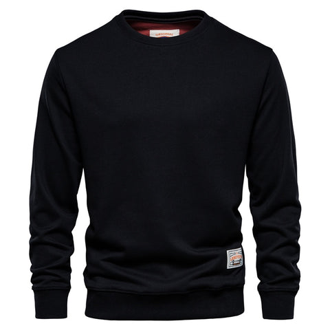 Baumwoll-Herren-Sweatshirt, lässig, einfarbig, langärmelig, Qualität, klassisch