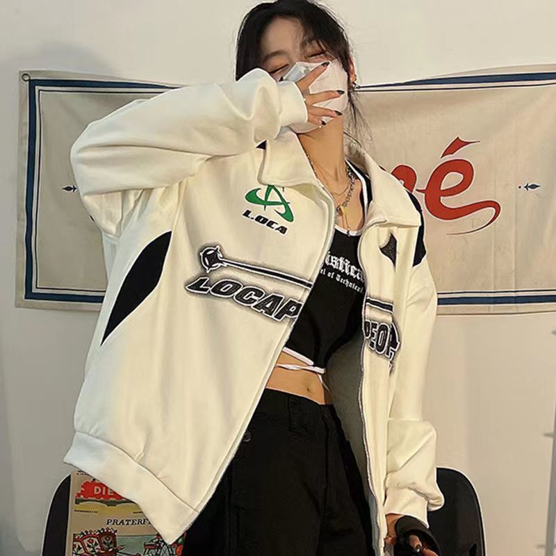 Women Sweatshirts Grunge Y2k Streetwear Zip Up