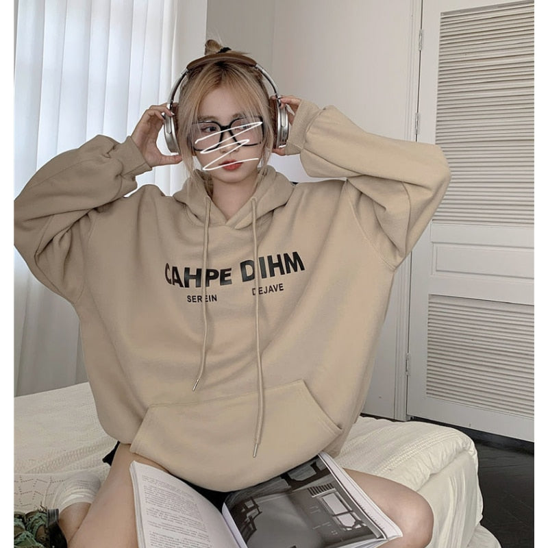 Sweatshirt Damen Vintage Pocket Letter Printing