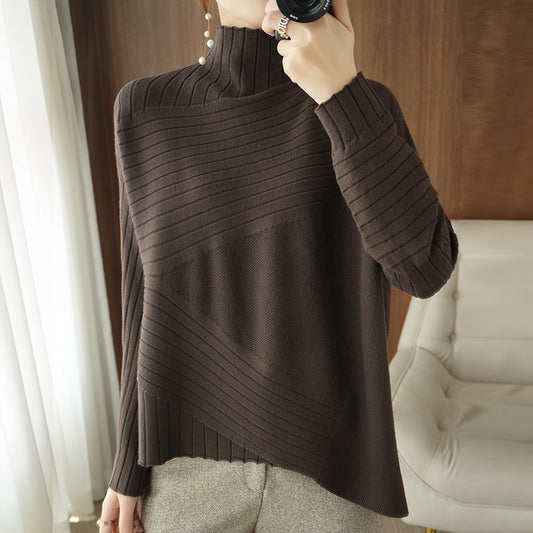 Sweater Turtleneck Cashmere Sweater Women Knitted Pullover Fashion Keep Warm  Loose Tops - xinnzy