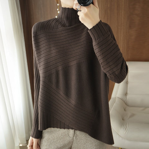 Sweater Turtleneck Cashmere Sweater Women Knitted Pullover Fashion Keep Warm  Loose Tops - xinnzy