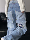 Chic Harajuku Vintage Cargo Jeans Y2K Hip Hop Style with Wide-Leg Fit and Handy Pockets
