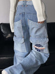 Chic Harajuku Vintage Cargo Jeans Y2K Hip Hop Style with Wide-Leg Fit and Handy Pockets