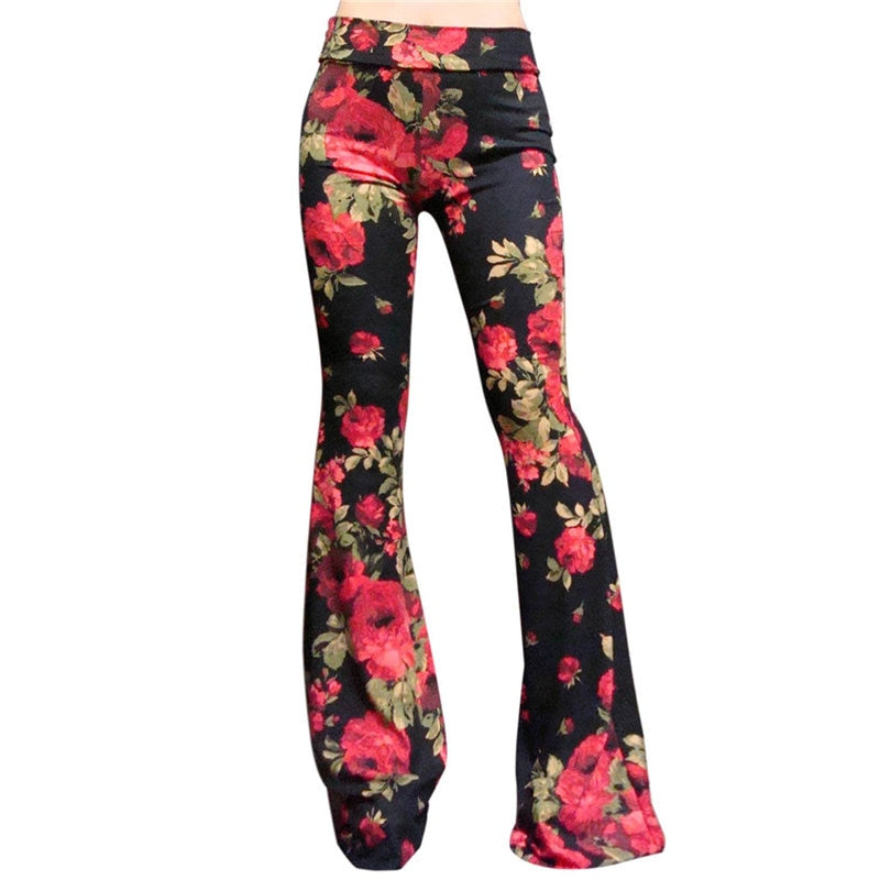 Vintage Floral Leopard Print Leggings High Waist Trendy Fashion
