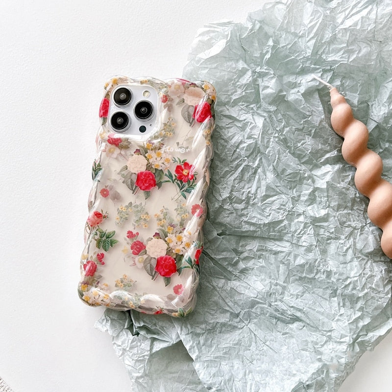 lovely floral print transparent shockproof case for iphone silicone cover