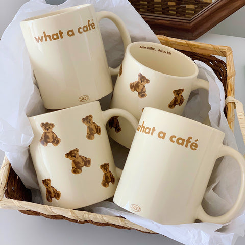 Korean Style Cartoon Bear Mug Cute Water Cup Heat resistant Ceramic Cup