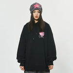 Oversized Hip Hop Heart shaped Letters Graphic Print Sweatshirt for Women