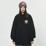 Oversized Hip Hop Heart shaped Letters Graphic Print Sweatshirt for Women