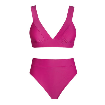 Bikini-Set, Badeanzug für Damen, einfarbig, rosa, sexy