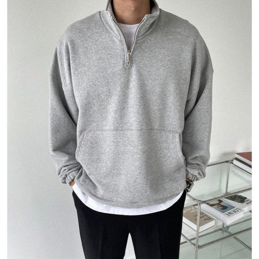 Man Sweatshirts Oversize High Street Solid Color Long Sleeve Casual Loose