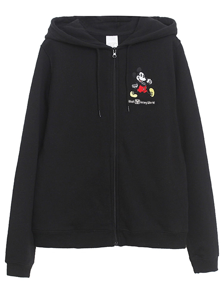 Sweatshirt Mickey Mouse Cartoon Print Embroidery, Women's Hooded Jumper Tops