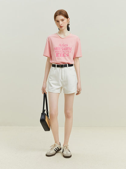 T-Shirt Short Sleeve Women's Letter Print