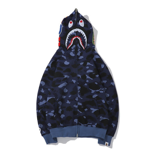 Y2K Shark Hoodie Hip Hop Harajuku Sweatshirt für Frauen, Streetwear-Jacke mit durchgehendem Reißverschluss