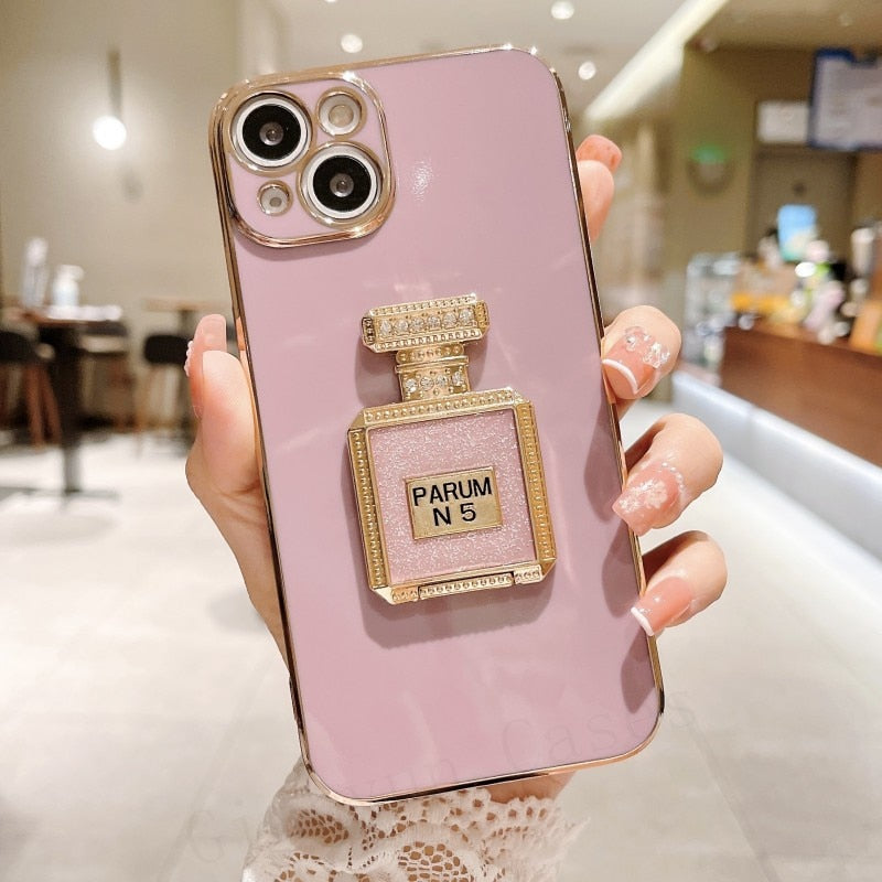 Bling Perfume  Holder Phone Case For iphone  Bracket Plating Cover