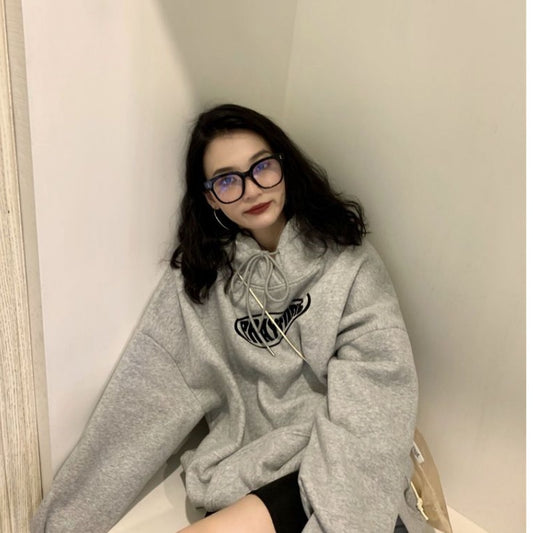 Hoodie Vintage Cat Letter Printing Long Sleeves Casual  Oversize