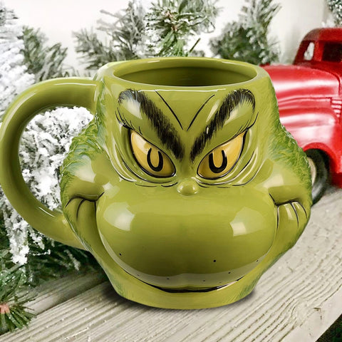 Mug Christmas  Cartoon Cute Green Mug  Naughty Elf Ceramic