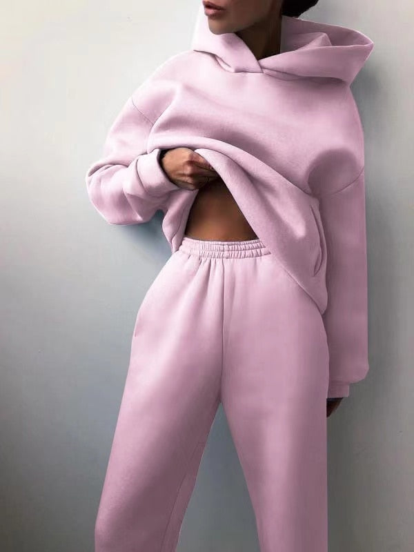 Hoodie Sports Trouser Female Sweatshirt Solid