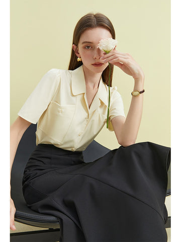 Short-sleeved Shirt for Women Loose Office Lady Top Shirt