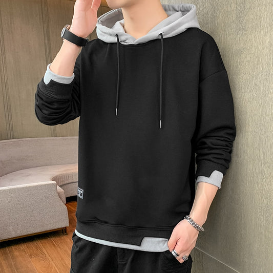 Urbanistic Streetwear Hoodie Male Solid Color Pullover