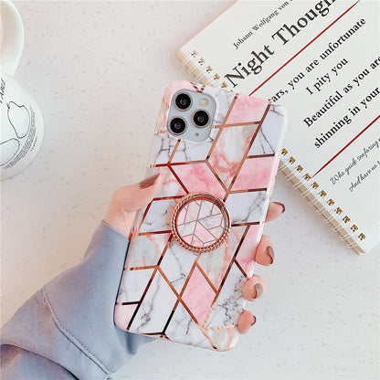 Finger Ring Holder Marble Phone Case For iphone Max Silicone