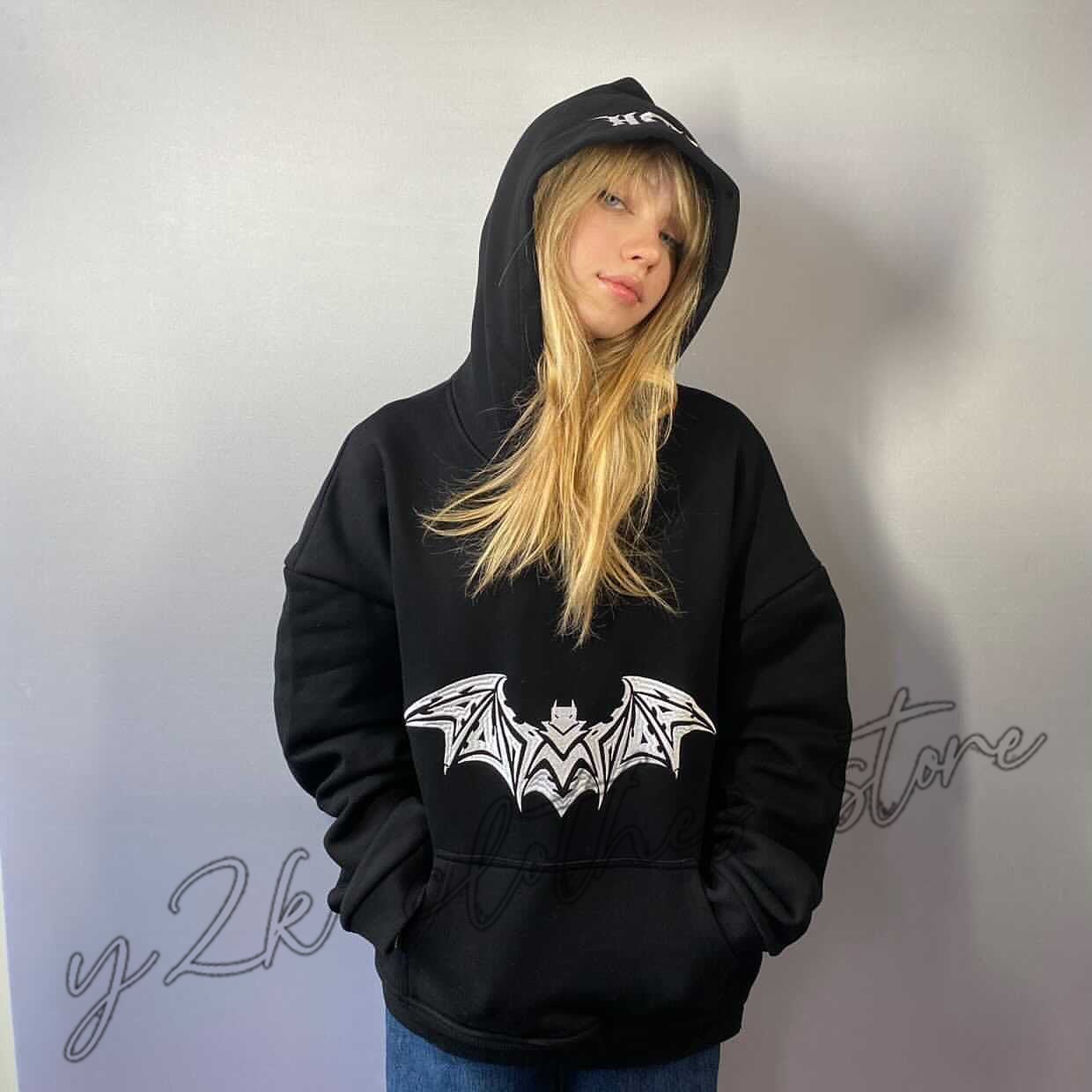 Hoodie Women Black Graphic Print Oversized Hoodie Sweatshirt